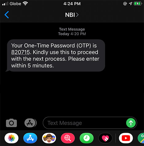 NBI Clearance One Time Password OTP