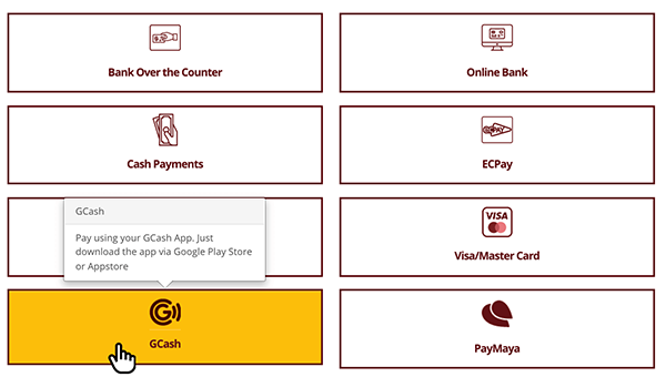 Select GCAS the payment option 