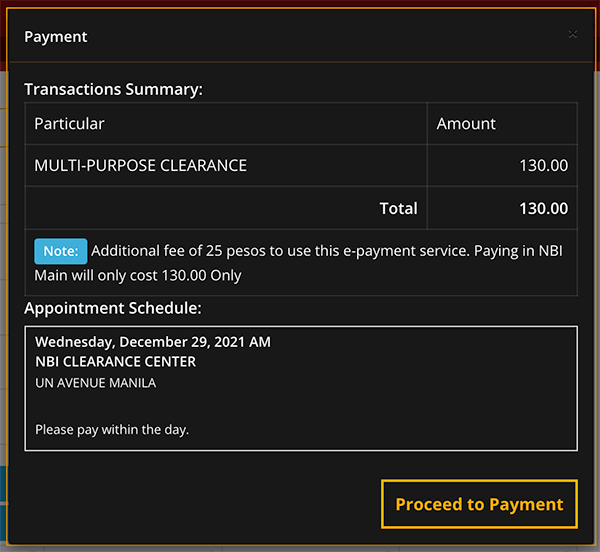 NBI Clearance Online 2022 GCASH NBI Clearance Fee Payment/NBI Clearance Appointment Transaction Summary 1.39
