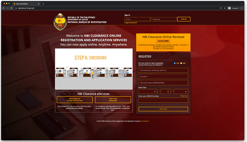 Official NBI Clearance Online Website