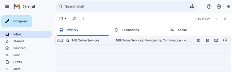 Step 9. Open your email inbox (the one you used during registration) and locate the email sent by "NBI Online Services." Take a moment to read its contents.