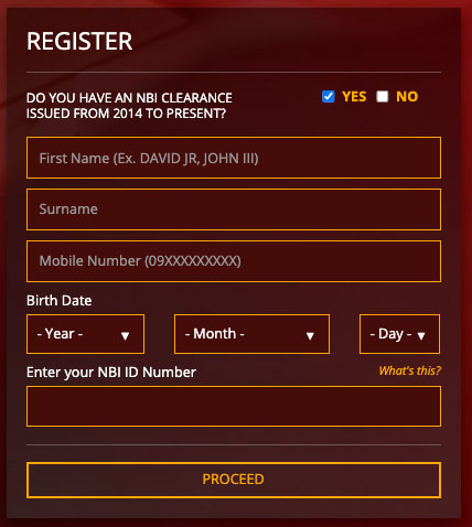 NBI Clearance Online Registration Form