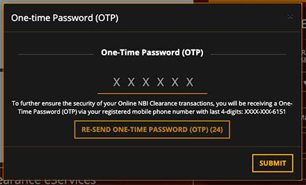 You'll get a One Time Password (OTP) on your phone.