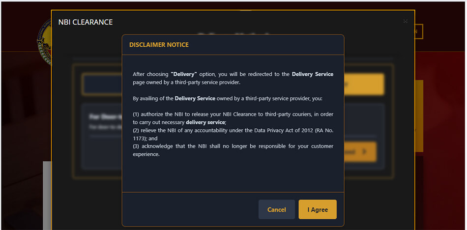 NBI Clearance Renewal Door to Door Delivery Disclaimer