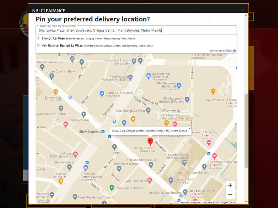 NBI Clearance Renewal Door to Door Delivery Pin Address