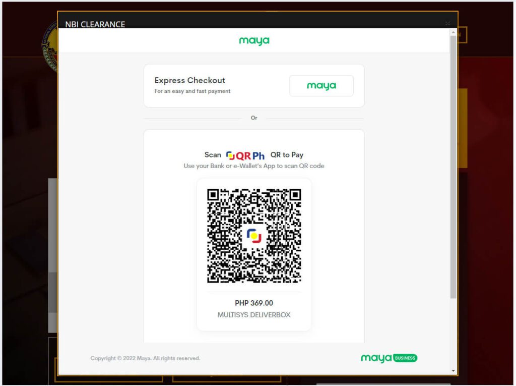 NBI Clearance Renewal Door to Door Delivery QR for Payment