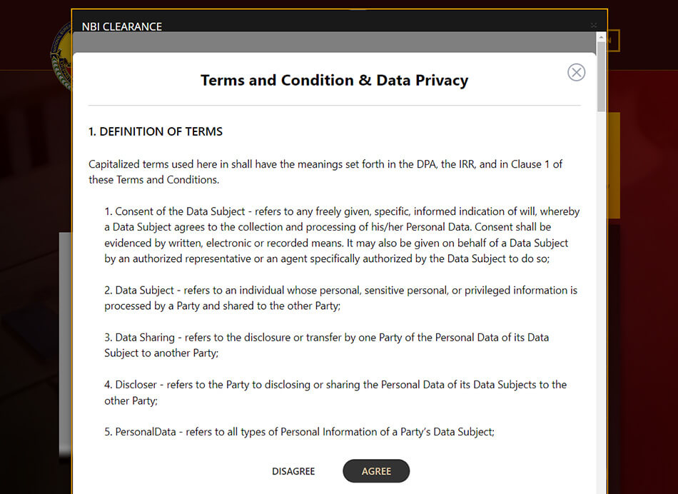 NBI Clearance Renewal Door to Door Delivery Terms and Condition & Data Privacy