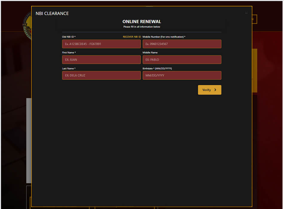 NBI Clearance Renewal Online Form