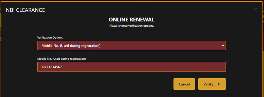 Renewal NBI Clearance Online Mobile Number